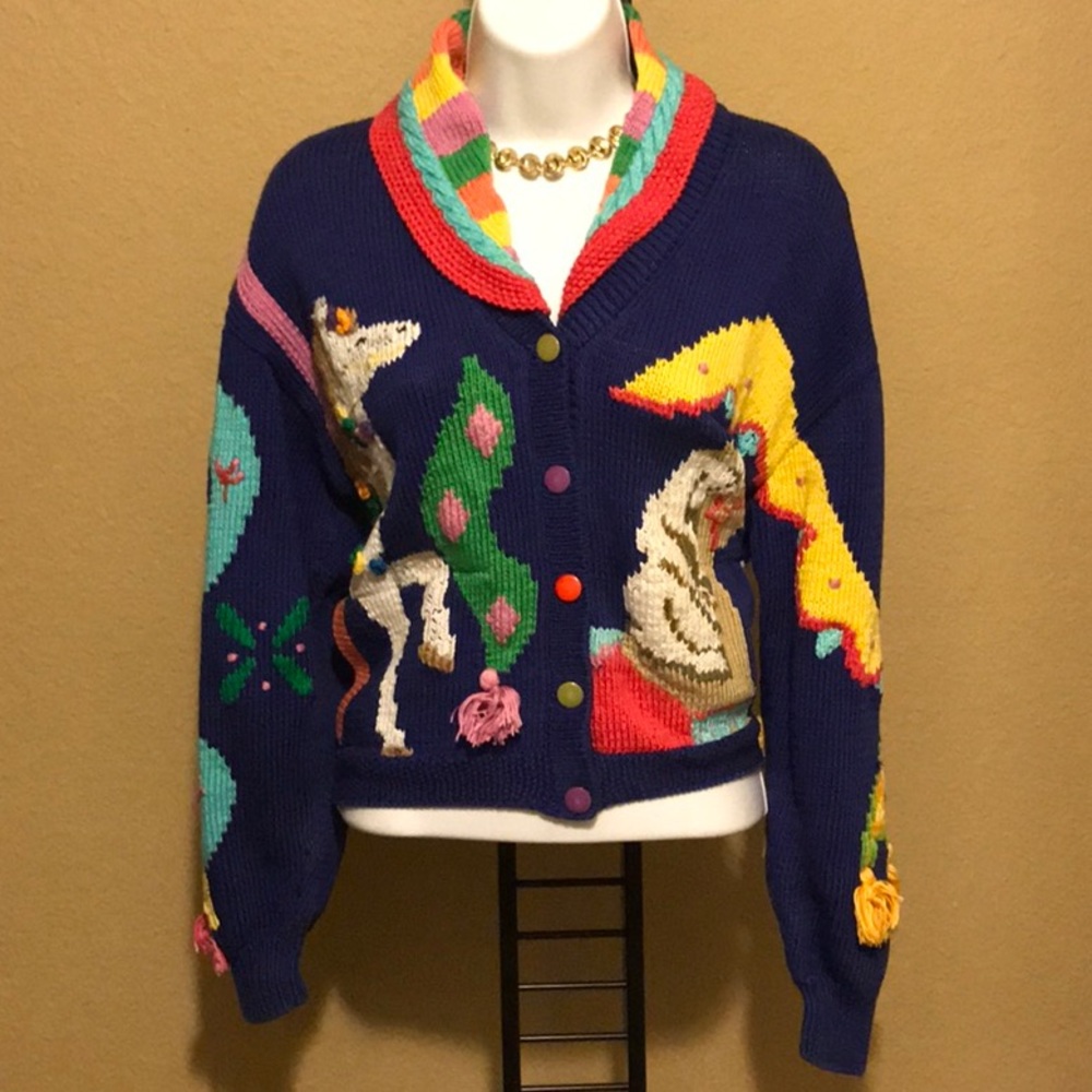 Women’s MultiColor Knit Cropped Cardigan Sweater